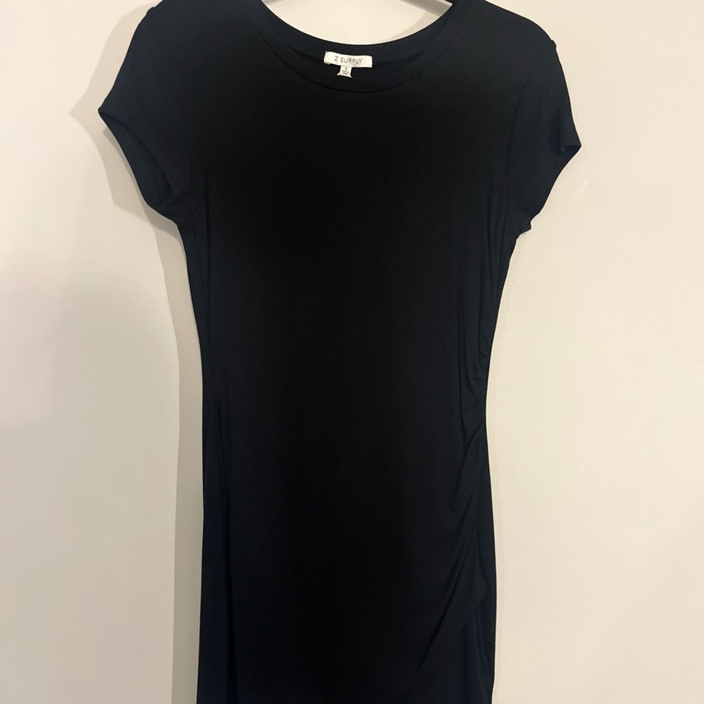 Z Supply S Ribbed Little Black Dress Cocktail knee length Spandex/Rayon